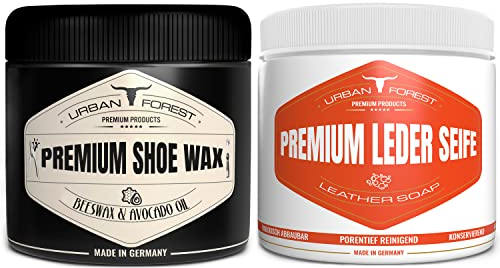 Lederseife/Sattelseife + Schuhwachs farblos mit natürlichem Bienenwachs als SPARSET für Lederpflege, Leder-Imprägnierung & Reinigung | URBAN FOREST