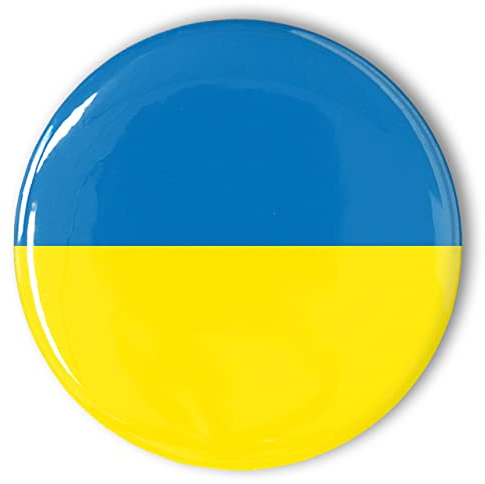 Ukraine Buttons blau gelb | Anstecker mit Nationalfarben | 37 mm Durchmesser mit Sicherheitsnadel