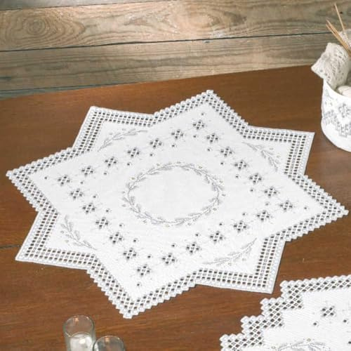 Permin Hardanger Tischdecke Stickpackung Hardanger Kranz Zählmuster, Multifarbig