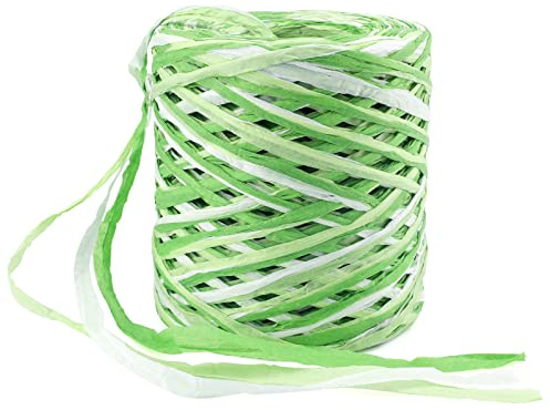 G2PLUS 160m Rafia Natural: 3 capas de cinta de rafia Verde y Blanco