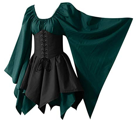 Robe gothique d'Halloween avec manches papillons, pour femme, costume d'Halloween pour adulte, robe médiévale pour femme, costume long, pour fille, taille 128, robe de cocktail pour femme, longue,