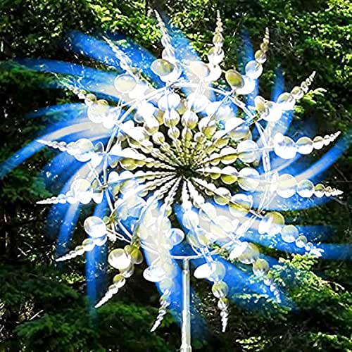 Molino de viento de metal único y mágico,3D Kinetic Wind Spinner con estaca de jardín,Escultura cinética mágica de metal con atrapasueños, decoración de patio y patio de jardín