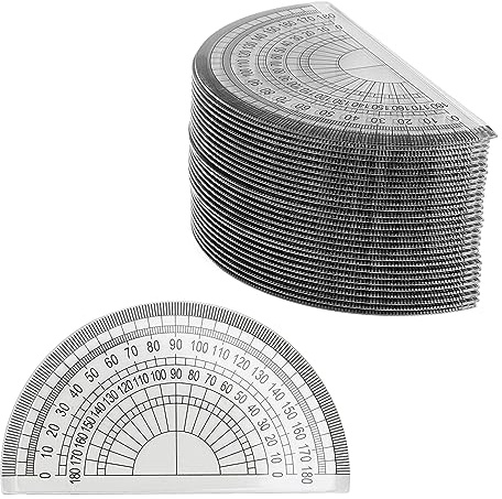 MUKCHAP 30 Pack Clear Plastic Protractor, 4 Inch/10cm 180 Degree Protractor for Angle Measurement