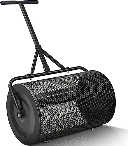 OSBELE Esparcidor de césped y jardín de 24 Pulgadas, esparcidor de Compost, esparcidor de turba con Rodillo de Metal Resistente, esparcidor de estiércol antioxidante, esparcidor de jardín, esparcid