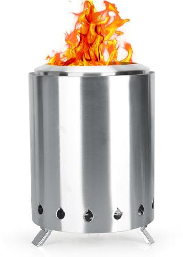 Rauchfreie Feuerstelle, Tischfeuerstelle aus Edelstahl, tragbare Holzfeuerstelle für den Außenbereich mit tragbarem Aufbewahrungskoffer, abnehmbarem Aschenbecher, raucharme Mini-Feuerstelle für