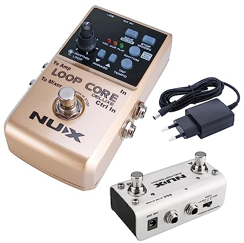 Nux Loop Core Deluxe Bundle Effektgerät Looper Pedal für Gitarre und Bass + keepdrum Netzteil