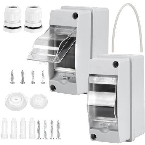 Tomoyuki Quadro Elettrico Esterno di Superficie, Scatola Stagna IP65, Cassetta Centralino Elettrico, Scatola di Distribuzione da Parete per Esterni, Giardini, Stazioni di Ricarica (2 pezzi a 2 vie)