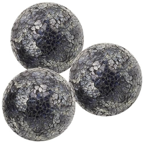 Quancru 3 Pezzi 8.5cm Palle Decorative Mosaico di Vetro Palla Sfera di Cracking fai da te Vasi Matrimonio Tavolo Centrotavola Orbi Fotografia