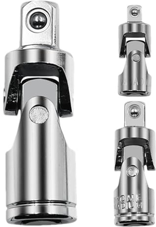 Drehgelenk-Steckschlüsselsatz, Universalgelenk-Stecknuss-Adapter 3-teilig, Stecknuss-Drehgelenk-Set aus CR-V-Stahl mit einem 90-Grad-Schwenk-Design und verchromter Oberfläche, Universal-Stecknuss für