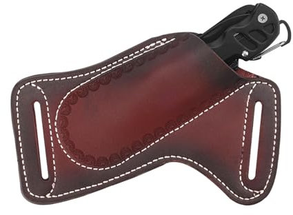 Fodero per Coltello in Pelle per Cintura, Fodero per Coltello Tascabile Fondina per Coltello Cintura Porta Coltello Tascabile Pieghevole Porta Coltelli Disegno per Utensili EDC (Marrone Scuro)