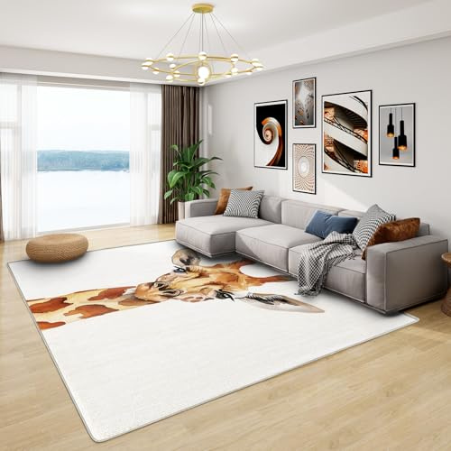 Teppich Giraffe Kinder - Teppich Wohnzimmer Schlafzimmer Dschungel Tiere, Großer Teppich Wildtiere, Weich Kurzflor & Waschbar & rutschfest Wohnzimmerteppich, Kinderteppich, 120x180 cm