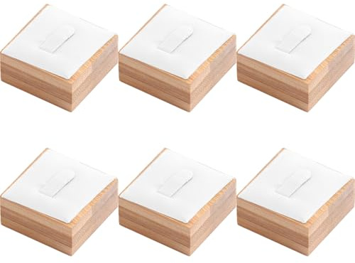 SagaSave 6 Stück Holzringe Display Ständer, Ringständer Ring Anzeigehalter für Ringohrring Anzeige und Sufbewahrung, Weiß