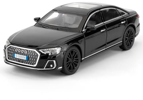 imtfzct 1/32 A8 Modellauto, Spielzeugauto mit Sound- und Lichtfunktion, Kinderspielzeug Modellauto mit Pull-Back-Funktion, Modellauto in Sammlerqualität, Geschenk für Kinder (schwarz)