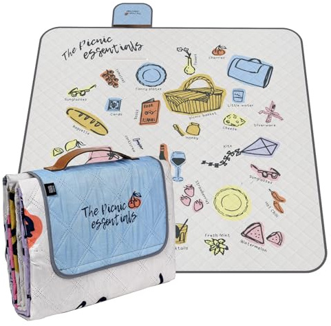 PERLETTI Manta Picnic Impermeable Adultos Familias - Manta Camping Picnic Blanket Playa Parque Jardín Senderismo - Alfombra para Exterior Plegable Portátil Multifunción (Picnic Essential, 200x200)