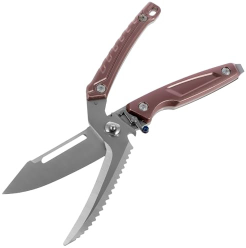 Poultry Shears Kitchen Scissors Stainless Steel Chicken Shears with Anti-Slip Handle & Safety Lock Poultry Scissors for Meat, Chicken, Bone, Poultry(Light Brown)