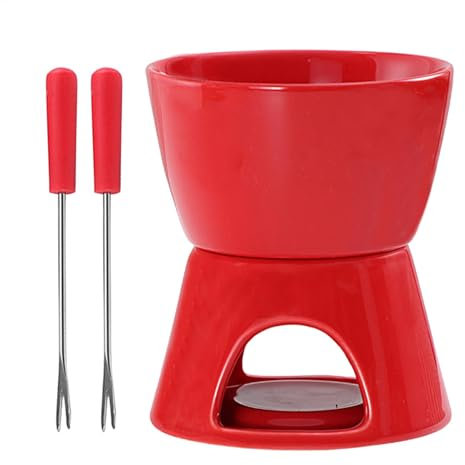 Keyubria Schokoladenfondue Set, Schokofondue Aus Keramik Mit 2 Gabeln, Schokofondue Käsefondue Fondue Set, Schoko Fondue Teelichthalter Für Picknicks, Partys, Nachmittagstees, Strände 300ml