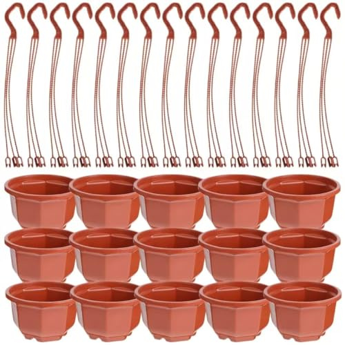 KYUQY 15 macetas de plástico, maceta de 10 cm de grosor, control de raíces, maceta decorativa de jardín para plantas bonsái de interior y exterior