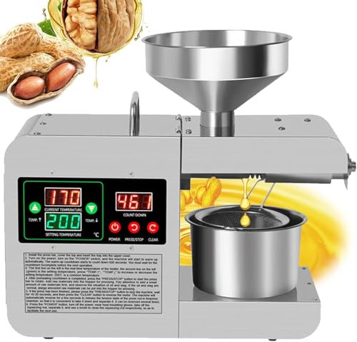 TPTAWF Machine de Presse à Huile électrique Machine à Huile de Presse à Froid 600W Extracteur Automatique de Presse à Huile Extracteur d'huile Organique avec écran LCD