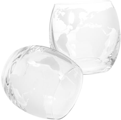 COLLBATH Vasos Whisky de Vidrio Transparente 2piezas Impresión de Mapas, Resistentes y Elegantes para Restaurantes y Celebraciones de Aniversario, Capacidad 450ml