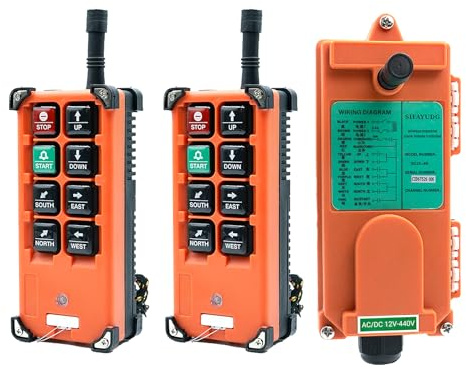 12V-440V Full Voltage Industrial Wireless Crane Remote Control Electric Lift Hoist Overhead Tower Bridge Radio Switch Receiver F21-E1B (2 Transmitter + 1 Receiver Orange)