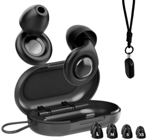 Tapones para los oídos para dormir, 32 dB (SNR) de doble núcleo que reducen el ruido, tapones silenciosos de silicona reutilizable con 8 almohadillas de repuesto y funda de transporte para dormir