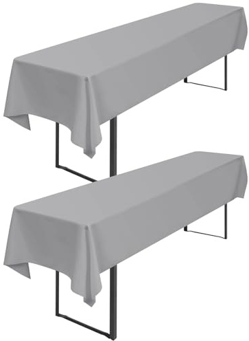 Pesonlook 2 Stück Hellgraue Biertisch Tischdecke Dick 200GSM,250 x 100 cm | Tischdecke Bierzeltgarnitur Universal für 50 cm und 70 cm Biertisch, Waschbar Rechteckige Tischdecke für Partys im Freien