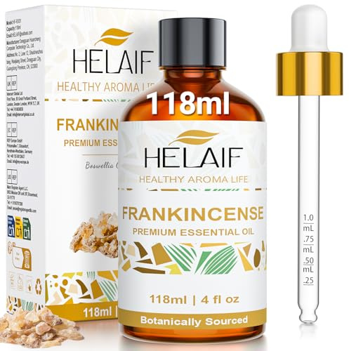 HELAIF Aceite esencial de incienso 118 ml 4oz Fragancia Concentrada y Relajante Apto para Bricolaje Aromaterapia Cuidado de la Piel Meditación y Relajación