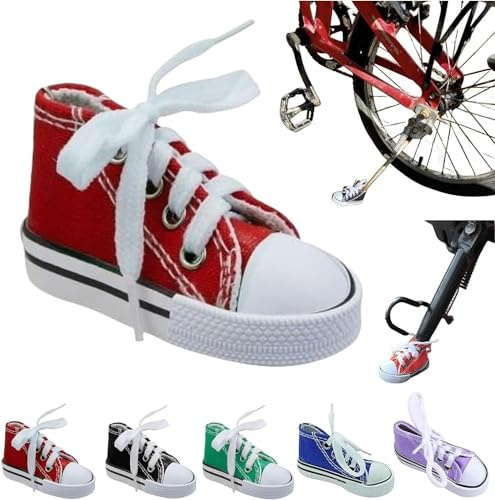 Personalisierte Motorrad-Fußstütze, kleiner Schuh, Motorrad-Seitenständer, Ständer-Verlängerungspad, 1 x Motorradständer, niedlicher Mini-Leinen-Schuhe, Seitenständer (Red)