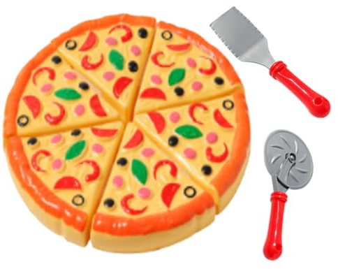 Kids Pizza - Plasticc Toy, Colourful Design | Educational Food Game with Cutting Board Accessory, Interactive Pretend Kitchen for Cooking Practice and Learning Fun