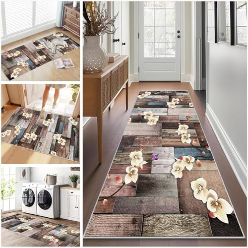 Tapis de Passage Long 50 x 90 cm Tapis de Couloir antidérapant Tapis Cuisine Devant Evier Lavable Tapis de Entree Interieur Long Tapis Paillasson Absorbant Tapis Long Couloir pour Chambre Buanderie