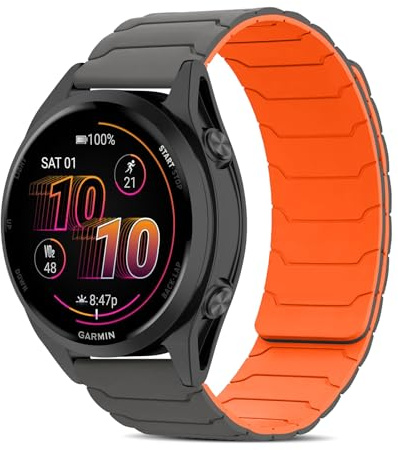 CiimWaa 22 mm remmar, magnetiska sportband i silikon, klockband grå/orange