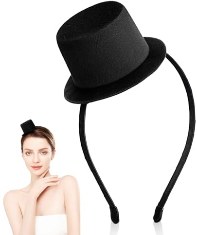BESPORTBLE Mini Chapeau Haut de Forme Noir pour Fête Tête Costume Ajustable Accessoire Unisexe pour Carnaval Cosplay Mariage