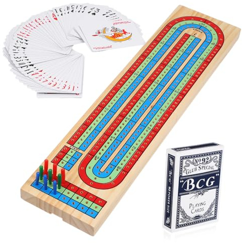 UKCOCO Jeu de Société Cribbage Bois Massif Plateau Traditionnel Léger pour Table Loisirs et Fêtes