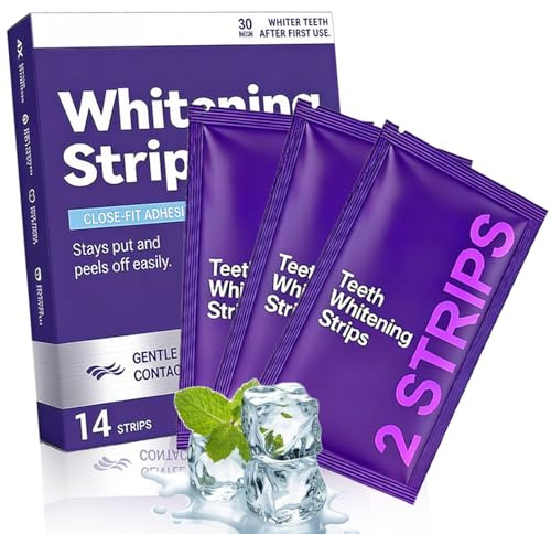 14 piezas Tiras Blanqueadoras Moradas, 7 Tratamientos, Tiras Blanqueadoras Dientes, Whitening Dientes Strips Anti-Deslizantes, Para El Café Y Otras Manchas, Resultados RáPidos