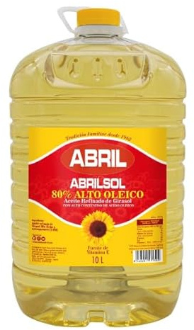 Abril Abrilsol Olio di Girasole Alto Oleico 80%, Tanica da 10 Litri, Per Uso Professionale e Cottura