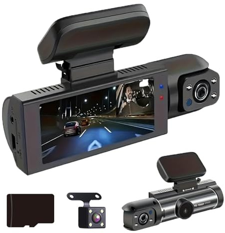 Illumas Dash Cam Wireless, Illumas Wireless Day Night Cordless Dash Cam, 2026new 1080p Night Vision Car Driving Recorder, 24h Parking Mode, Car Accessories & 32g Card (Front of car + Rear of car)