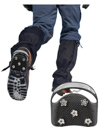 grampones Ice Cleats For Shoes Anti-Slip Snow Shoe Gripper Spike Grips Reflective Climbing Crampons with 5Spikes Traction para Senderismo Invernal(L)