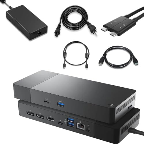 Dell WD19DCS Docking Station 240W Dual Monitor 4K Display Dell Performance Dock WD19DCS with 240W Power Adapter + Dual USB-C Cable+ HDMI & DisplayPort Cable