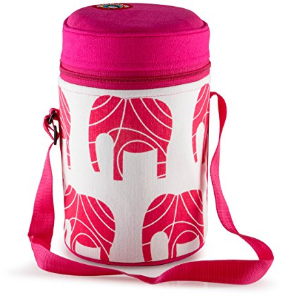 Thermally Insulated Pink Elephant Tiffin Bag Carrier for 3-Tier Tiffin