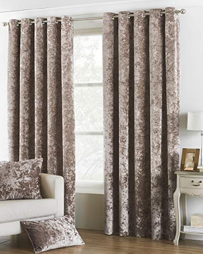 RIVA Paoletti Verona Ringtop Occhielli Tende (Coppia) - Oyster Beige - Vellutato - Crushed Velvet di Sguardo 100% Poliestere - 229 Centimetri di Larghezza X 183 Centimetri Goccia (90 X