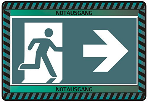 Schild Hinweisschild Hinweis Notausgang Not Ausgang Emergency Exit Rechts SOS
