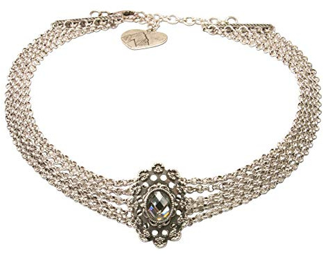 Alpenflüstern Trachten-Metall-Kropfkette Luzia - Elegante Trachtenkette - nostalgischer Damen-Trachtenschmuck, Dirndlkette mit Mittelteil in traditionellen Farben DHK228