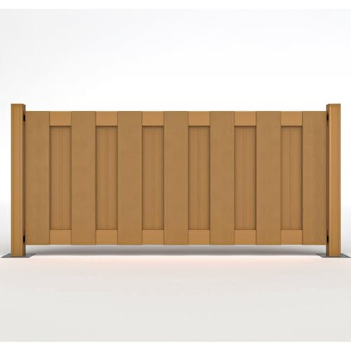 HORI WPC Lamellenzaun Komplettset - Moderner Sichtschutz für den Garten - Robuster & pflegeleichter Zaun mit einfacher Montage - 1x Niedrig + 1x Pfosten klein zum einbetonieren Teak