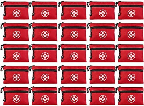 Swiss Safe 2-in-1 First Aid Kit for Car, Travel & Home, Businesses - Bonus Mini Kit for Medical Emergency Aid, Survival, Camping - 64 Piece, 25 Pack