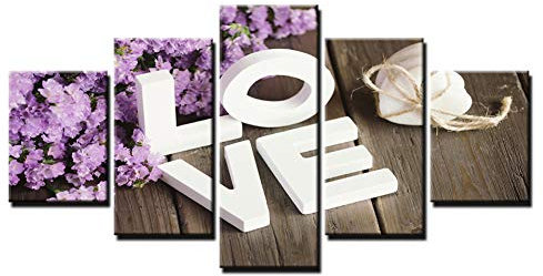 XSHUHANP Kunstdrucke Auf Modularen Bilder Wohnzimmer Wandkunst 5 Stück Lila Hyazinthe Blume Gemälde Wohnkultur Leinwand Hd Drucke Liebe Poster Rahmen