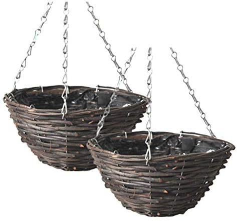 Cabilock 25CM Blumenampel Seil Hängeampeln Hängepflanztopf Wand Hängend Blumentopf Pflanzschale Sukkulenten Töpfe für Indoor Outdoor Balkon Garten Schwarz 2 Stück