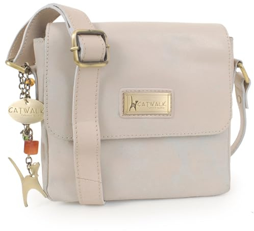 Catwalk Collection Handbags - Petit Sac Bandoulière Femme en Cuir Vieilli - Moyen Messenger Bag Avec Bandoulière Réglable - Sabine S