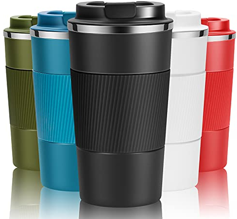 YINJOYI Travel Mug Reusable Coffee Cups 510ml/18oz Thermal Insulated Vacuum Insulation Stainless Steel Bottle for Hot Cold Drinks Black