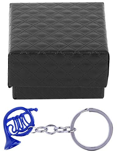 Hängender Anhänger Schlüsselbund Blau Waldhorn Schlüsselring Schöner Ring Schlüsselanhänger Musikinstrument Schlüsselring Bastelornamente für Taschenring Telefon Charme(Blue French Horn Keychain)