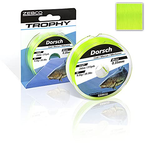 Zebco Trophy - Ligne de pêche monofilament de qualité supérieure - Jaune Fluo - 0,50 mm / 17,9 kg